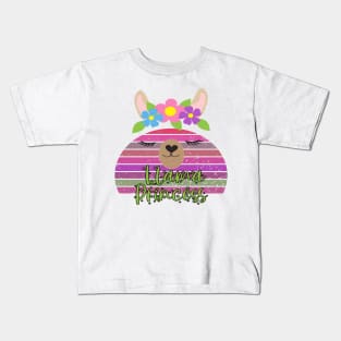 Vintage Llama Face Design - Llama Princess Kids T-Shirt